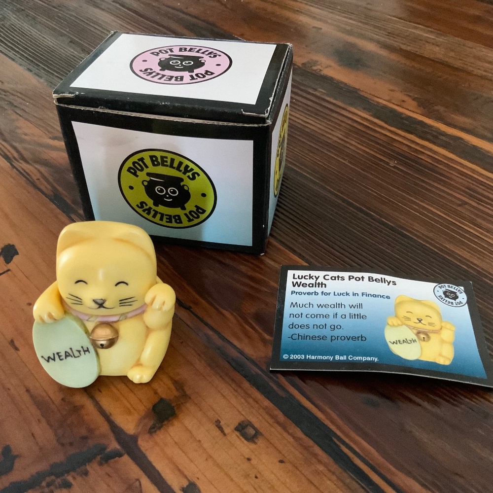 *last chance8 Pot Bellys Lucky Cat maneki neko Wealth by Harmony Ball